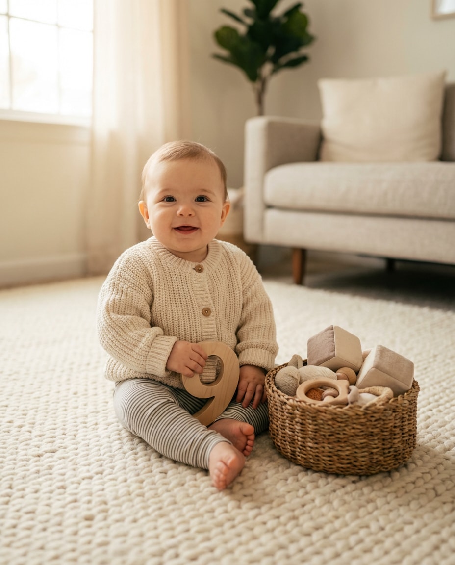 month 9 cozy cardigan photo