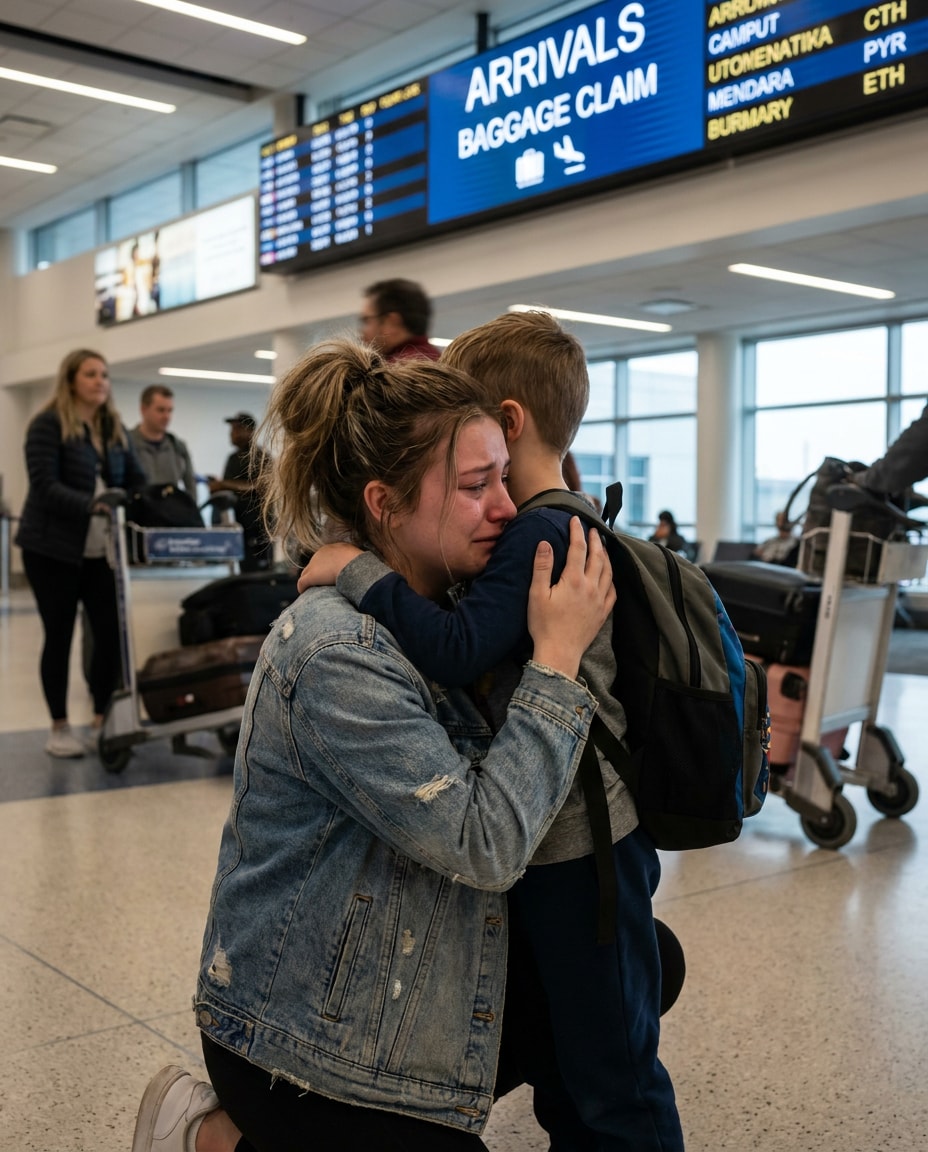 homecoming airport embrace photo