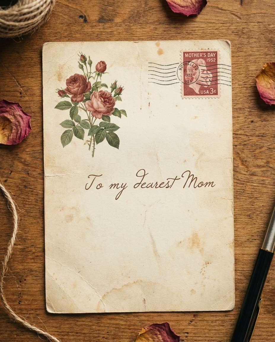 vintage postcard rose photo