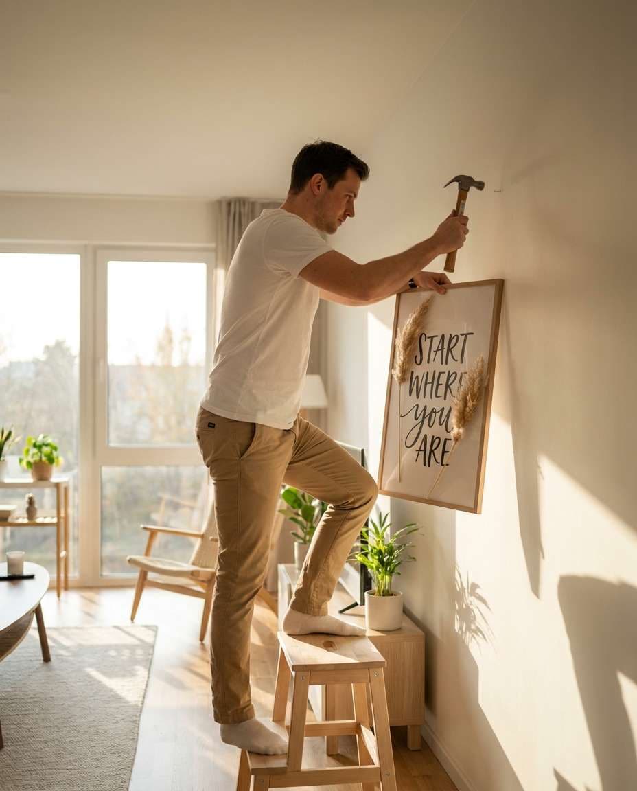hanging the print photo