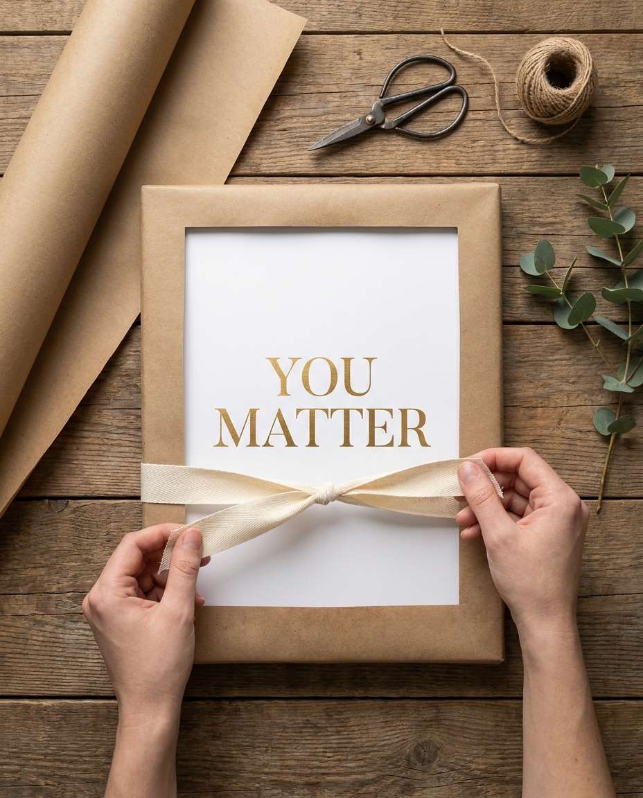 wrapping paper flat lay photo
