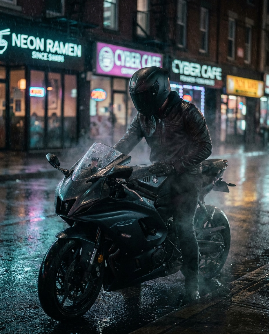 neon rain ride photo