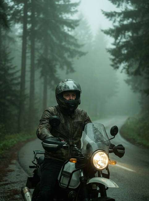foggy forest road photo