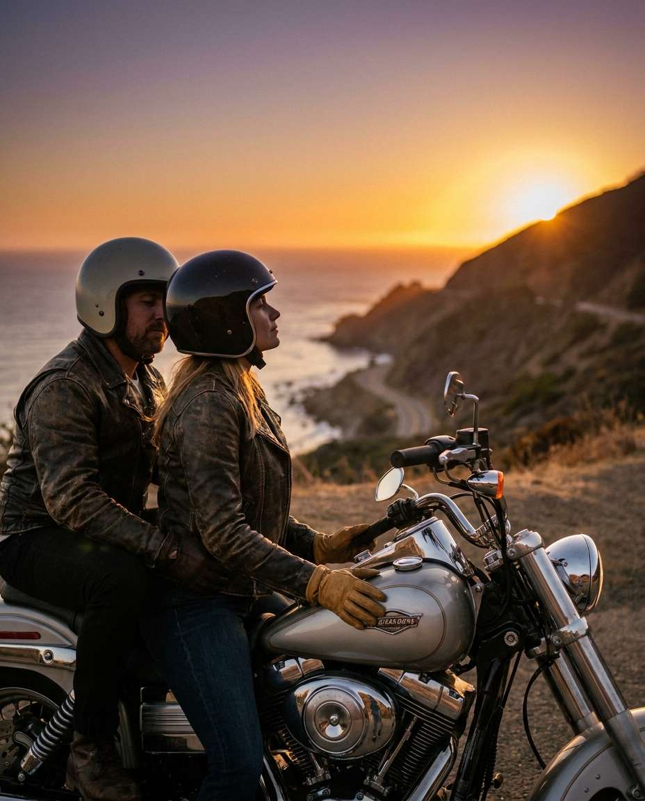 coastal sunset couple photo
