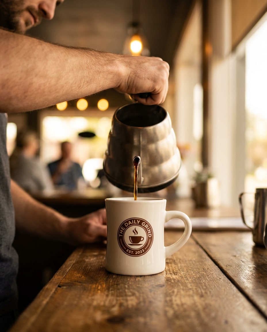 caf barista pour photo