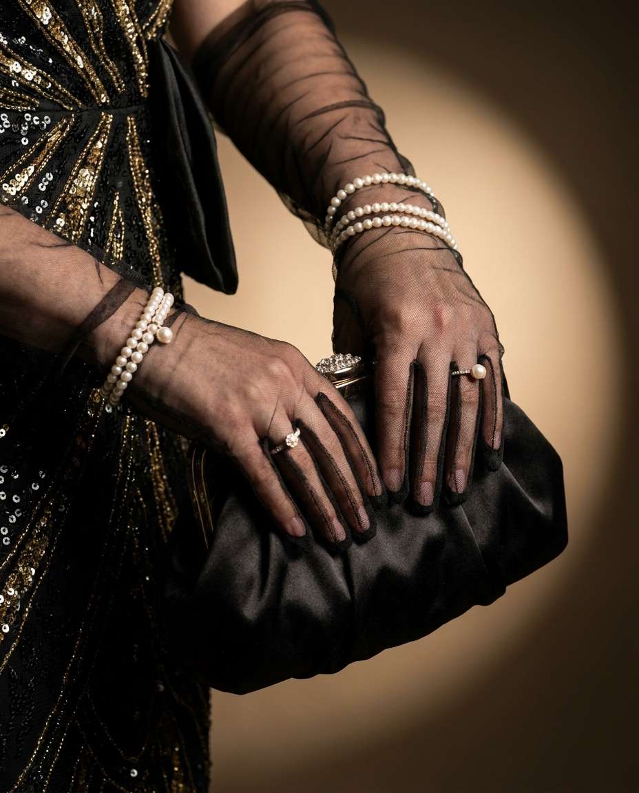 pearl gloves closeup photo