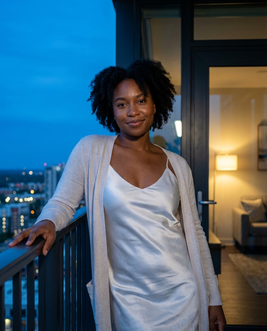 blue hour balcony photo
