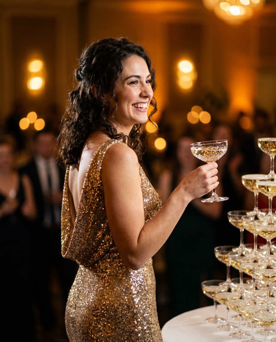 champagne tower toast photo