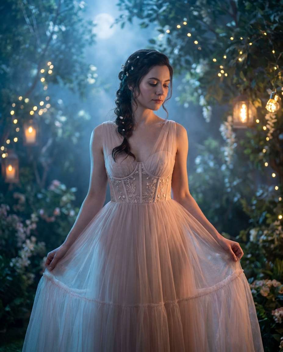 moonlit garden tulle photo