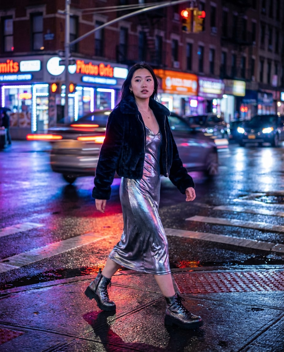 neon city crosswalk photo