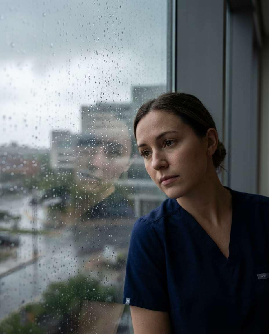 rainy window reflection photo