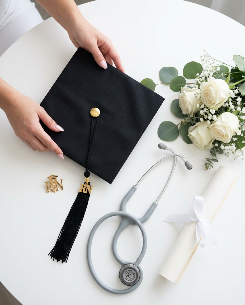 flat lay with hands photo