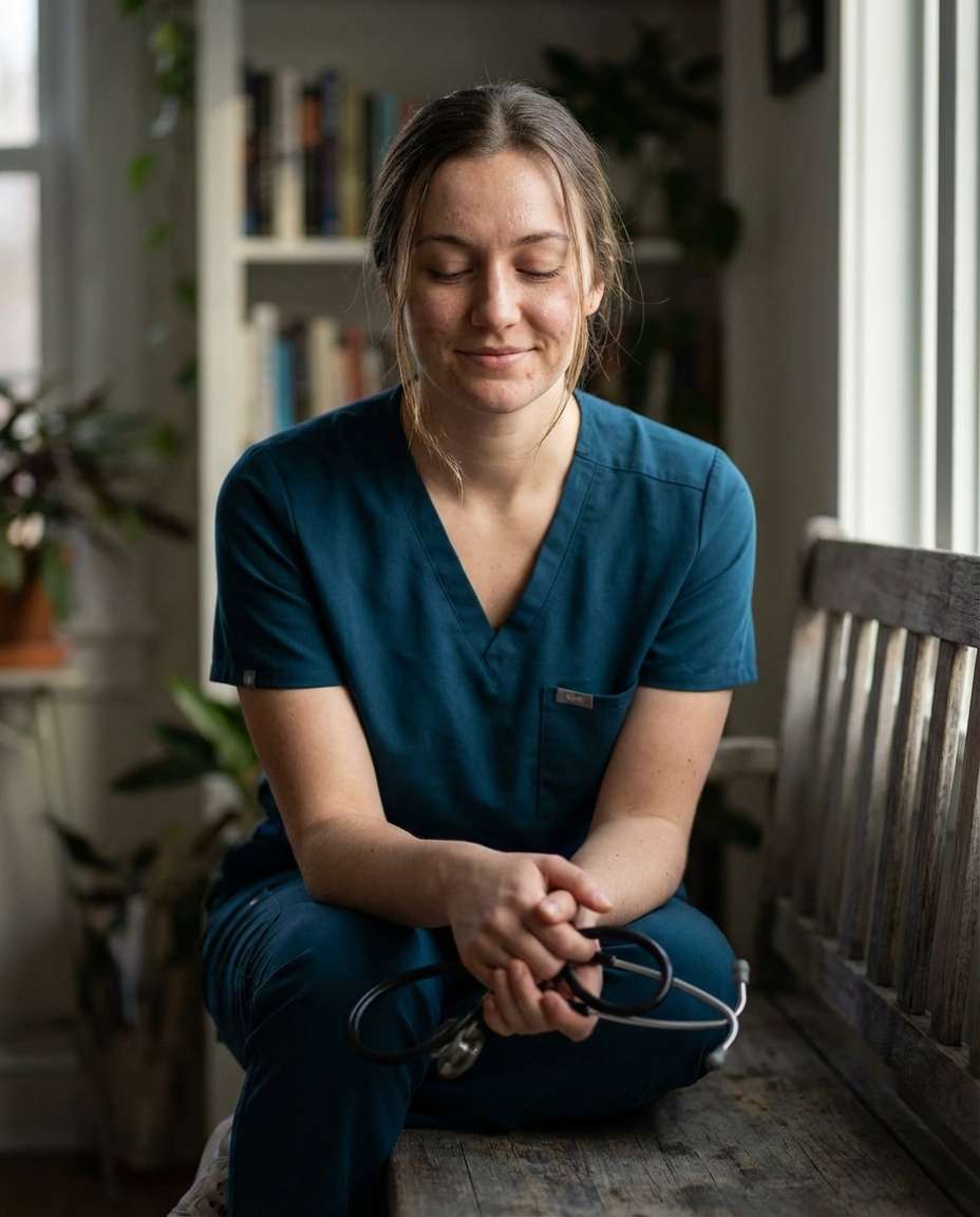 nurse prayer quiet moment photo