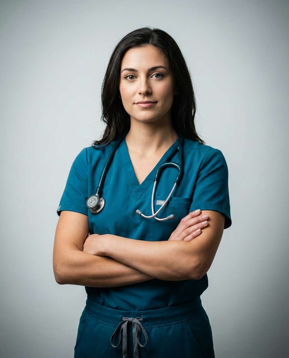 scrubs and stethoscope editorial photo