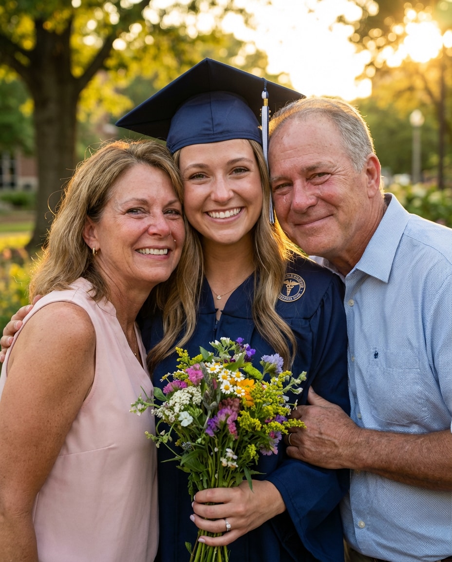 family hug announcement photo