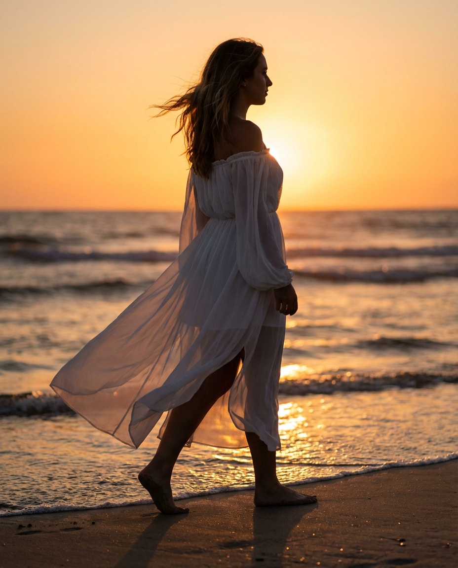 beach sunset romance photo