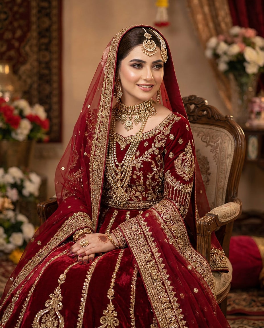 bridal red lehenga photo