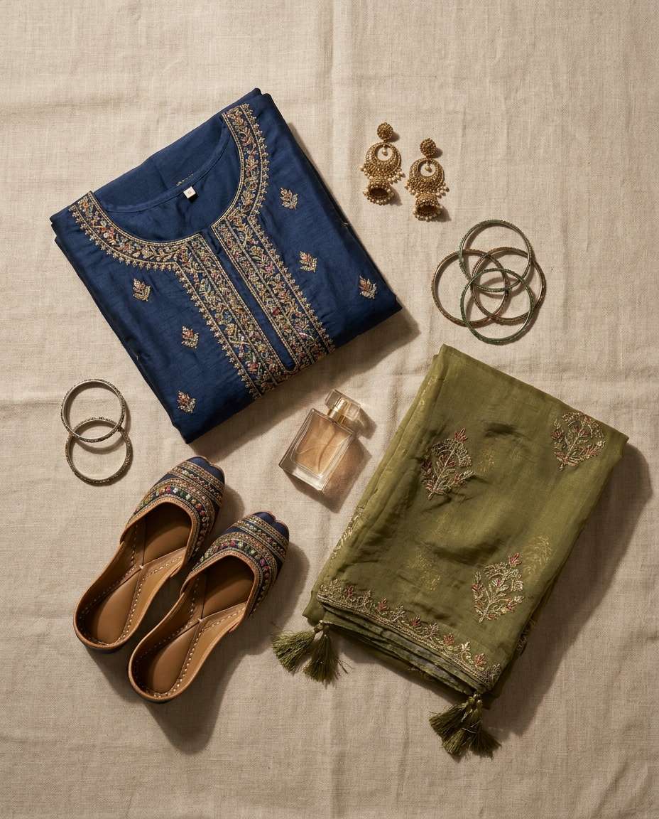 flat lay festive set photo