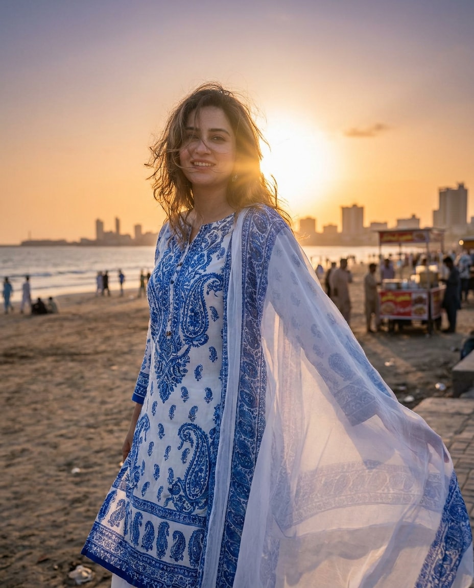 seaside dupatta breeze photo