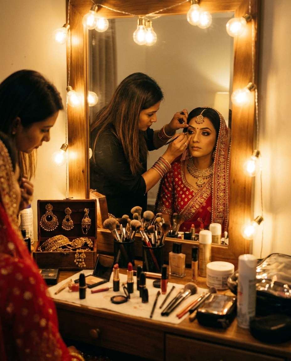 bridal mirror prep photo