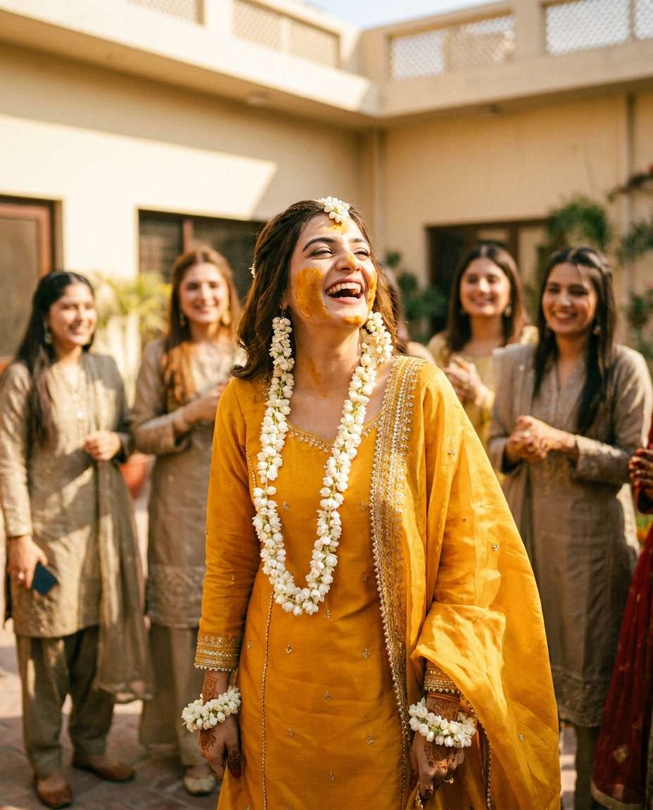 haldi yellow glow photo