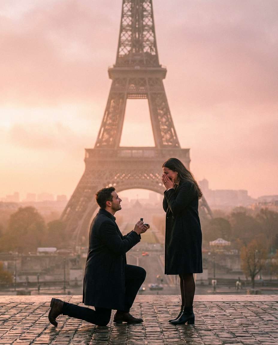proposal at sunrise photo