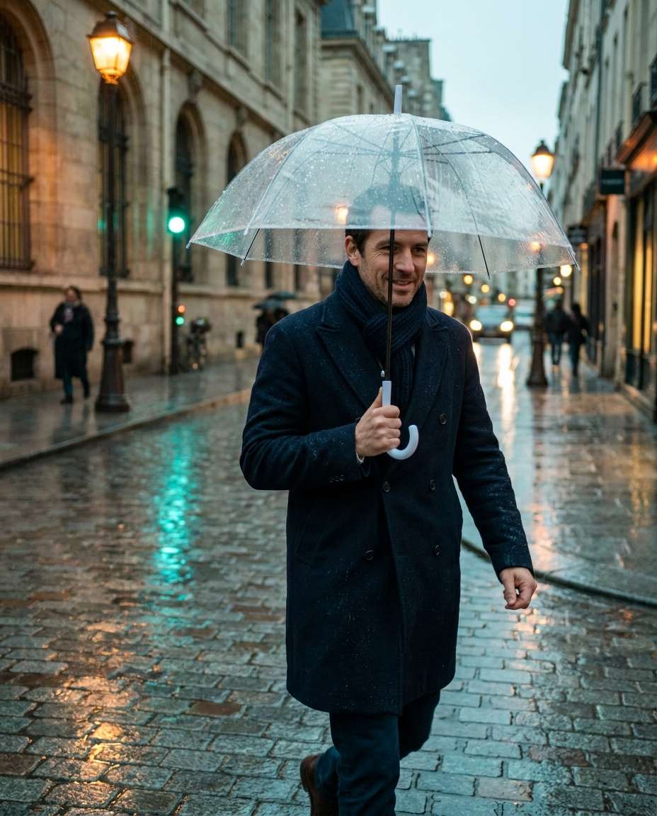rainy cobblestone walk photo