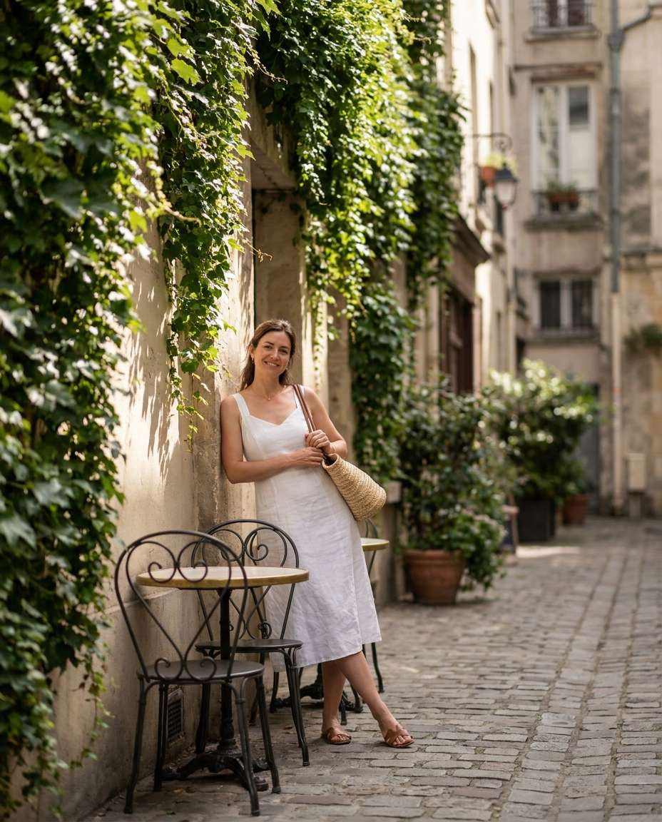 sunlit alley portrait photo