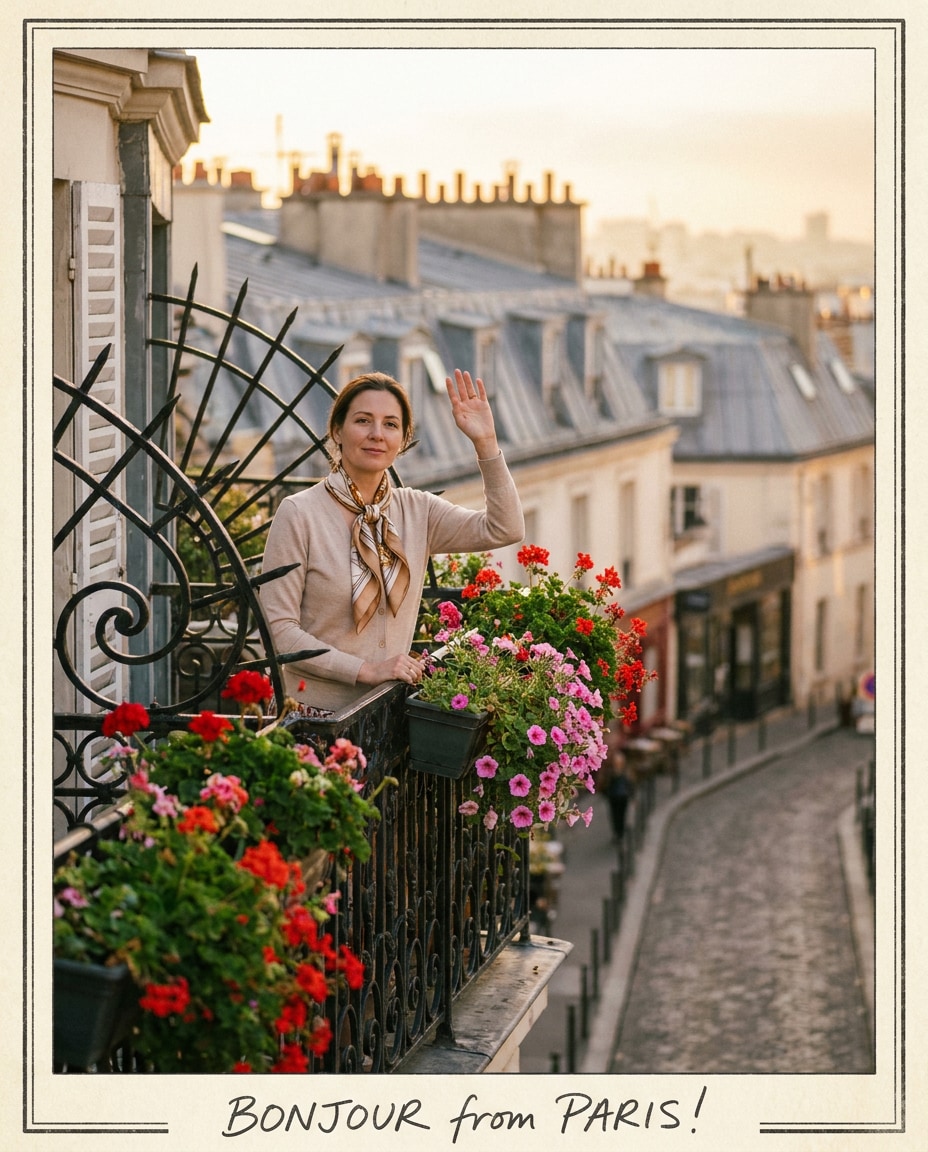 postcard balcony wave photo