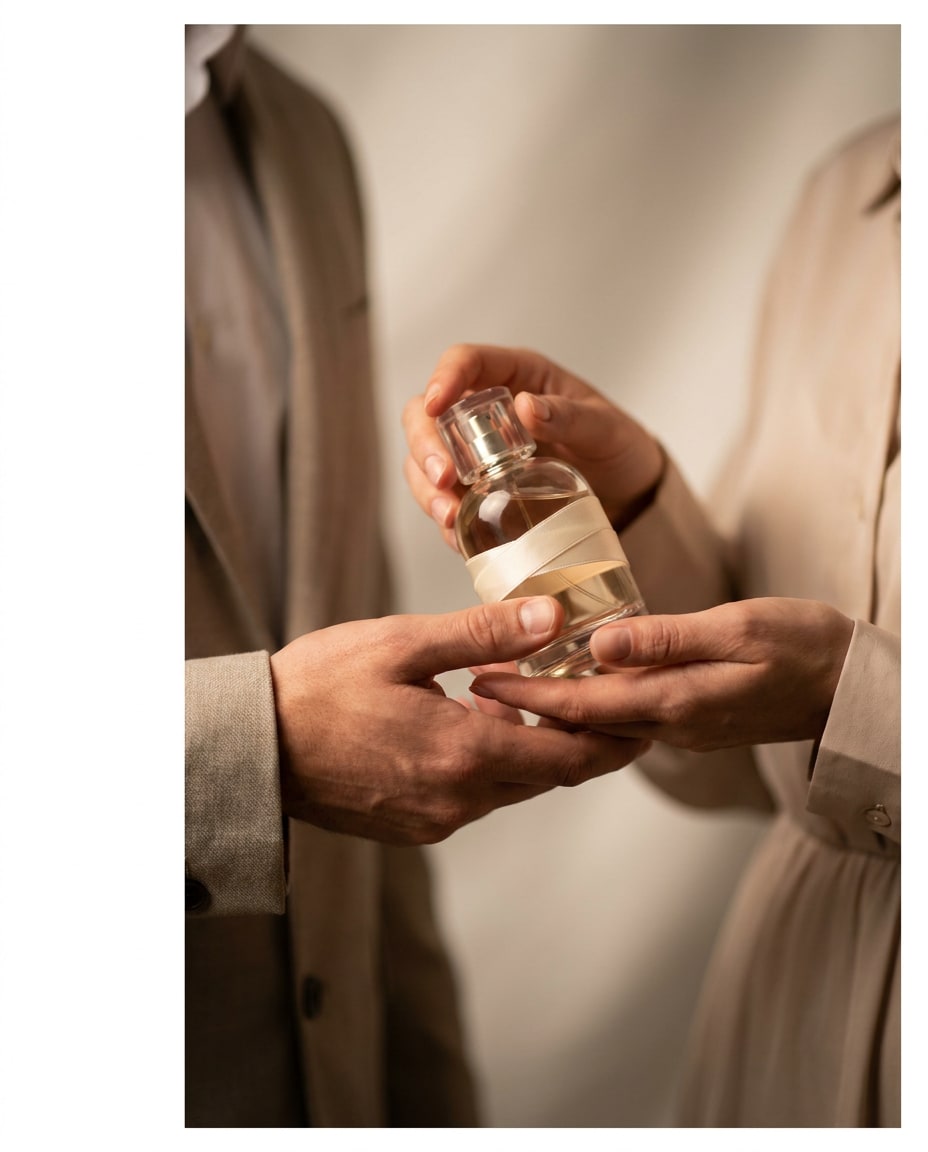 couple gift exchange scent photo
