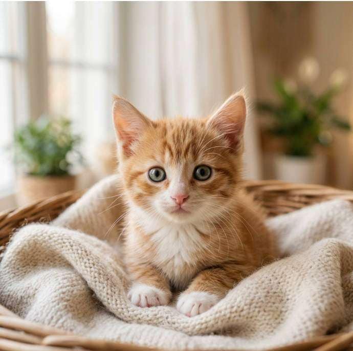 kitten basket portrait photo