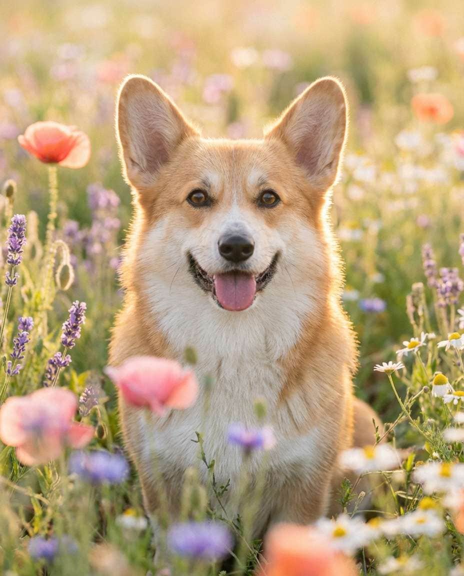flower field pup photo