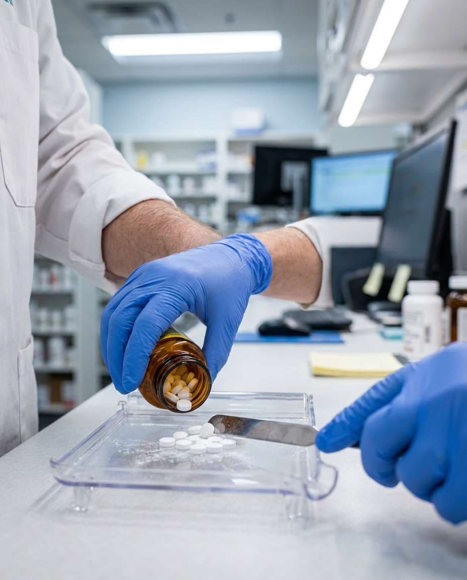 hands counting tablets photo