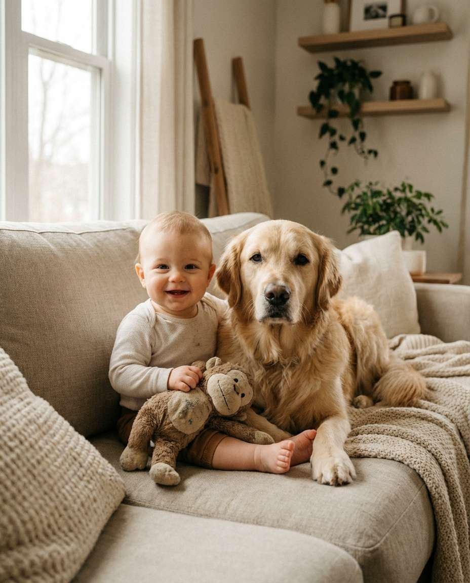 couch candid laughs photo
