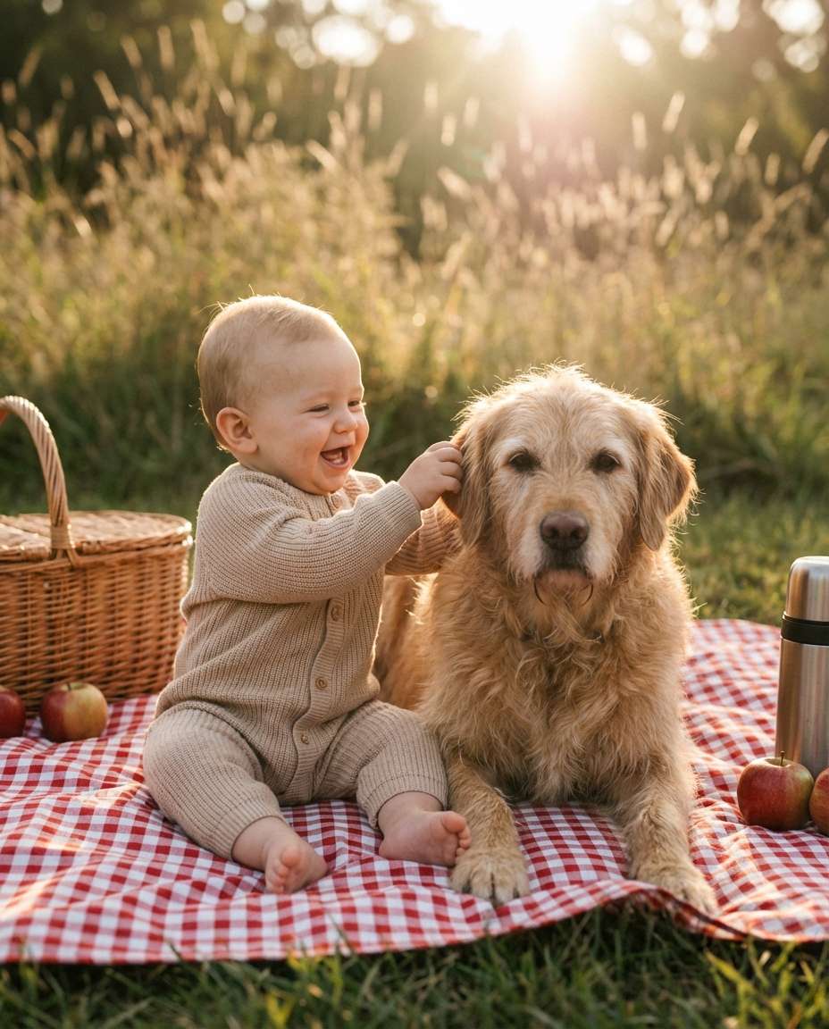 golden hour picnic photo