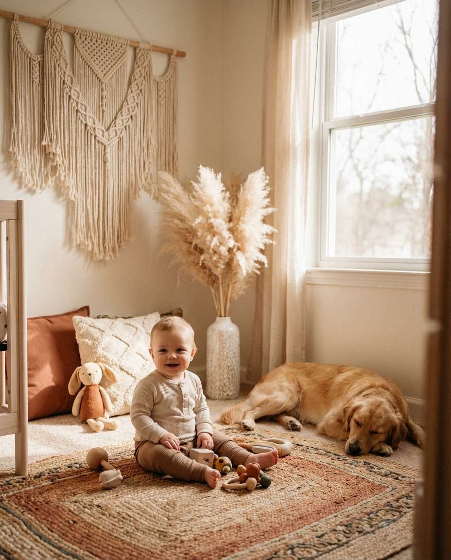 boho nursery macrame photo