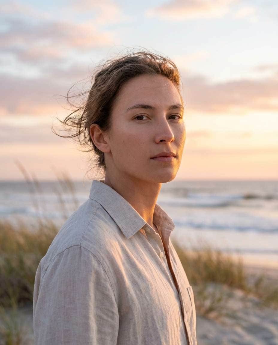 beach sunset portrait photo