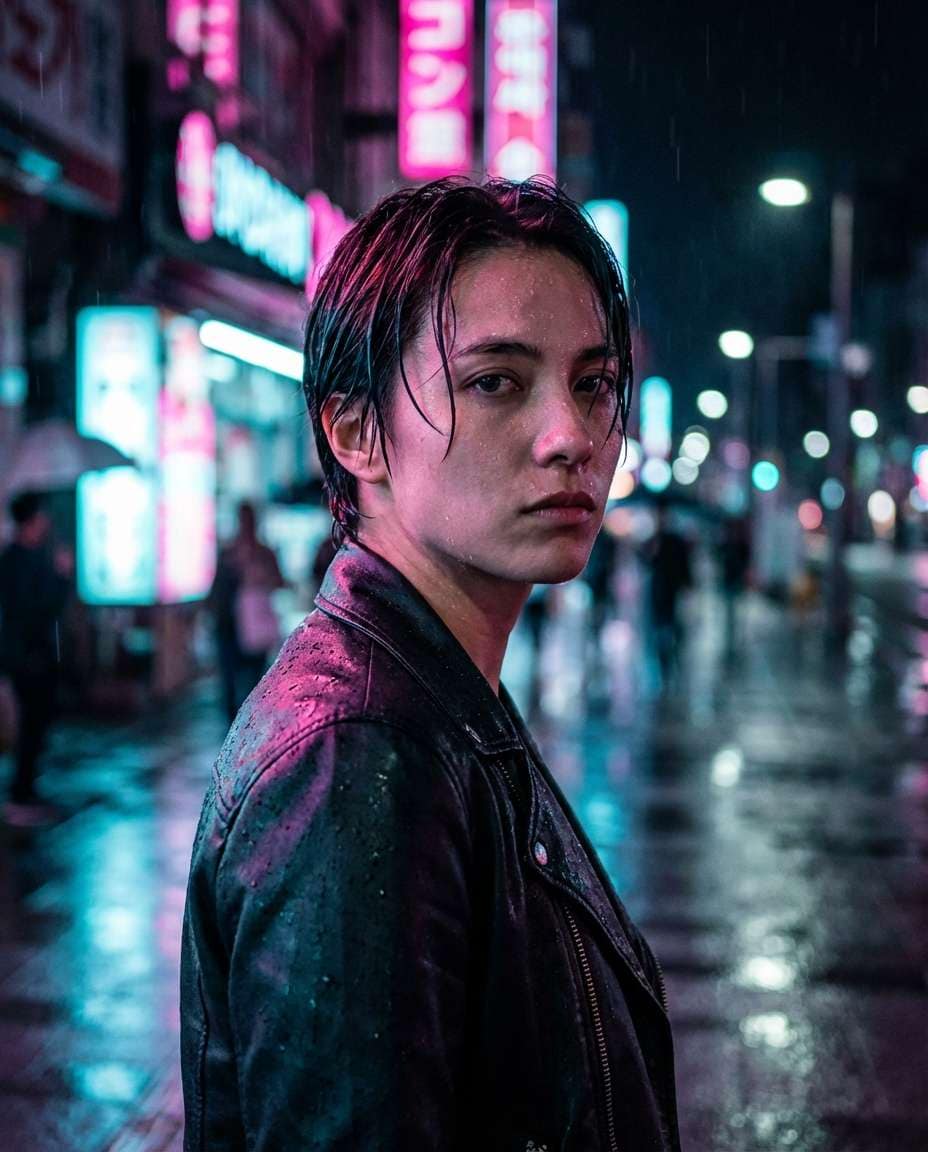 neon night street photo