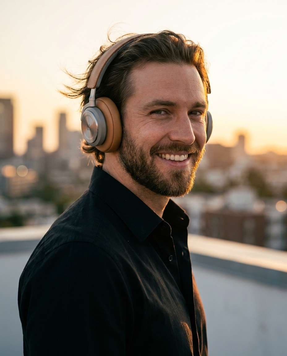 golden hour rooftop photo