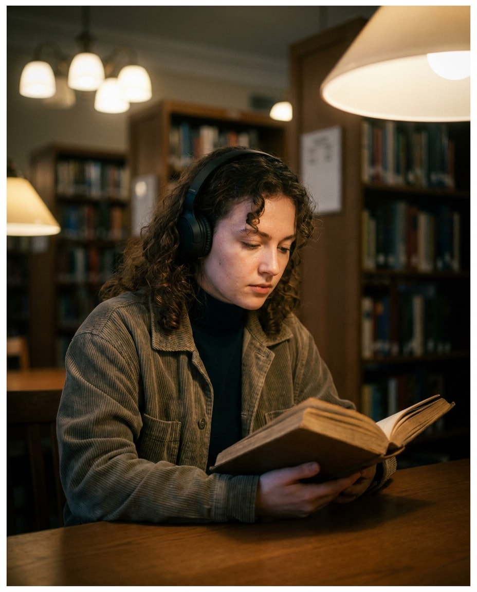 library quiet focus photo