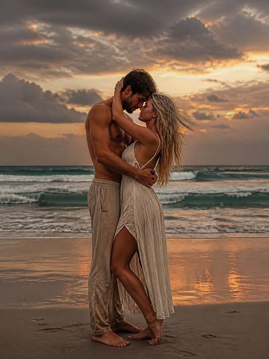 Cinematic Seaside Embrace photo