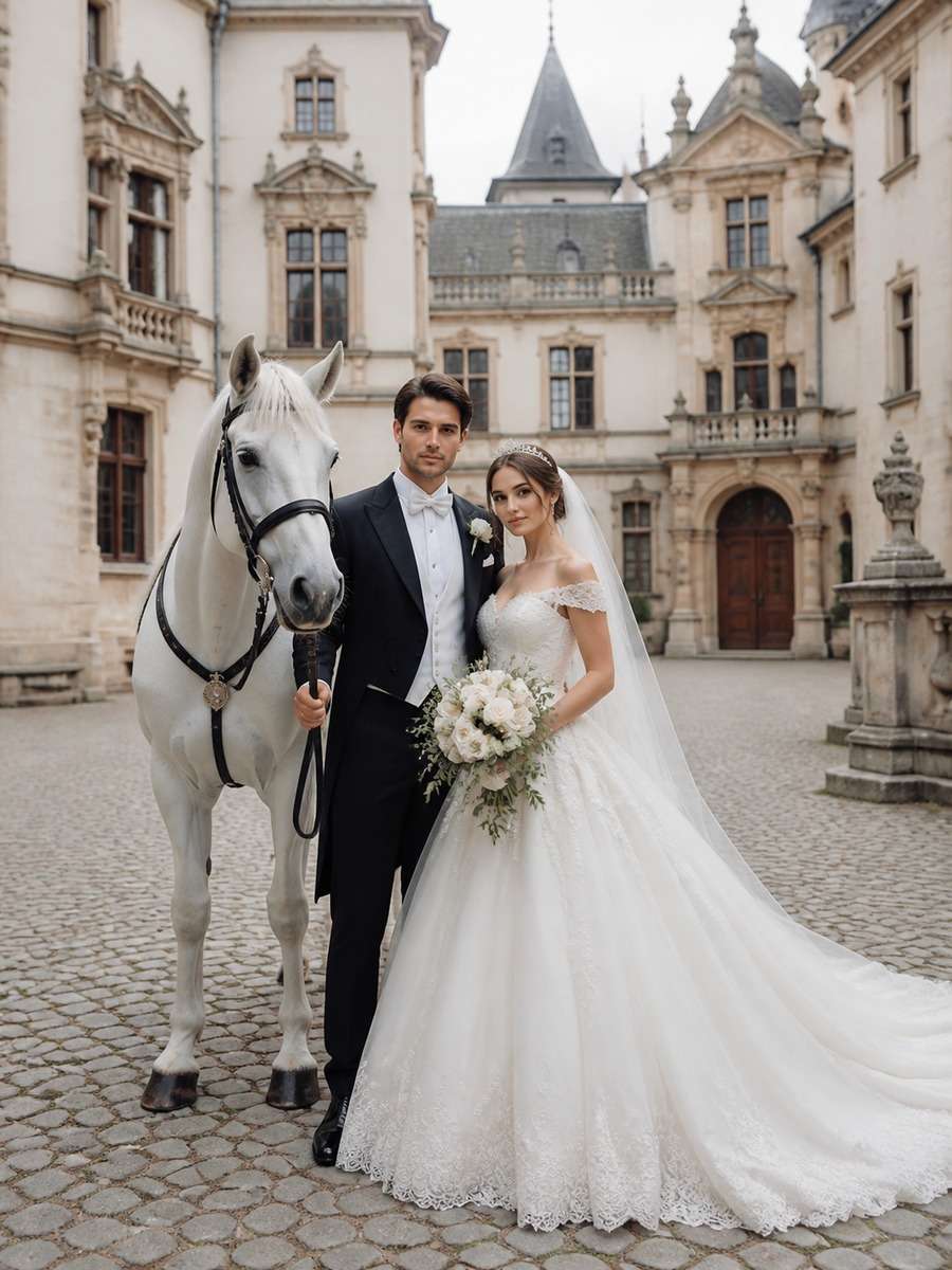 European Castle Courtyard Wedding photo