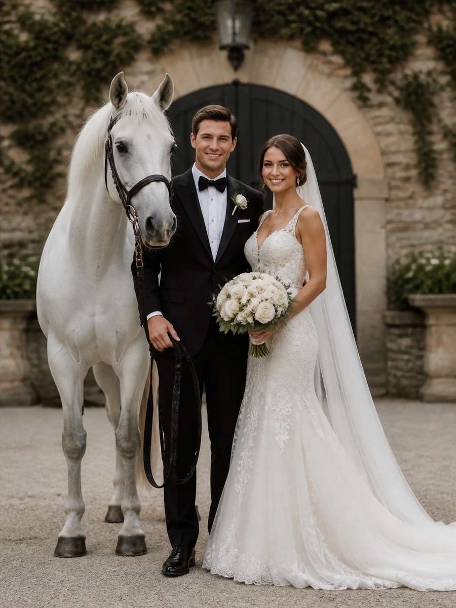 Traditional Formal Wedding With Horse photo