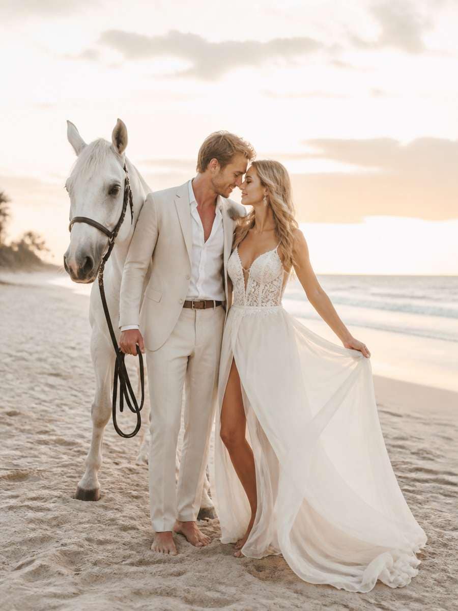Beach Wedding With Horse photo