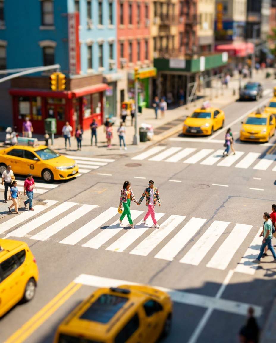tiltshift miniature street photo