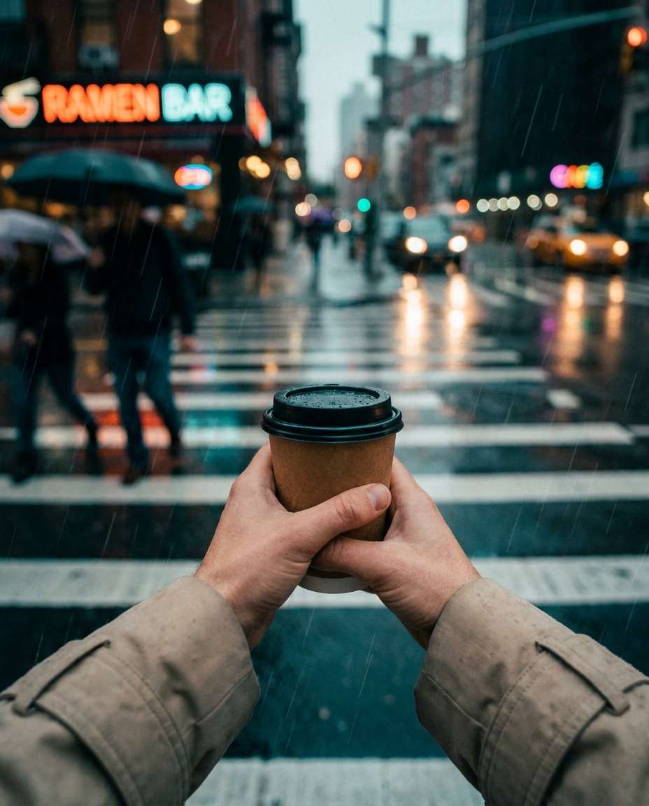 pov coffee walk photo
