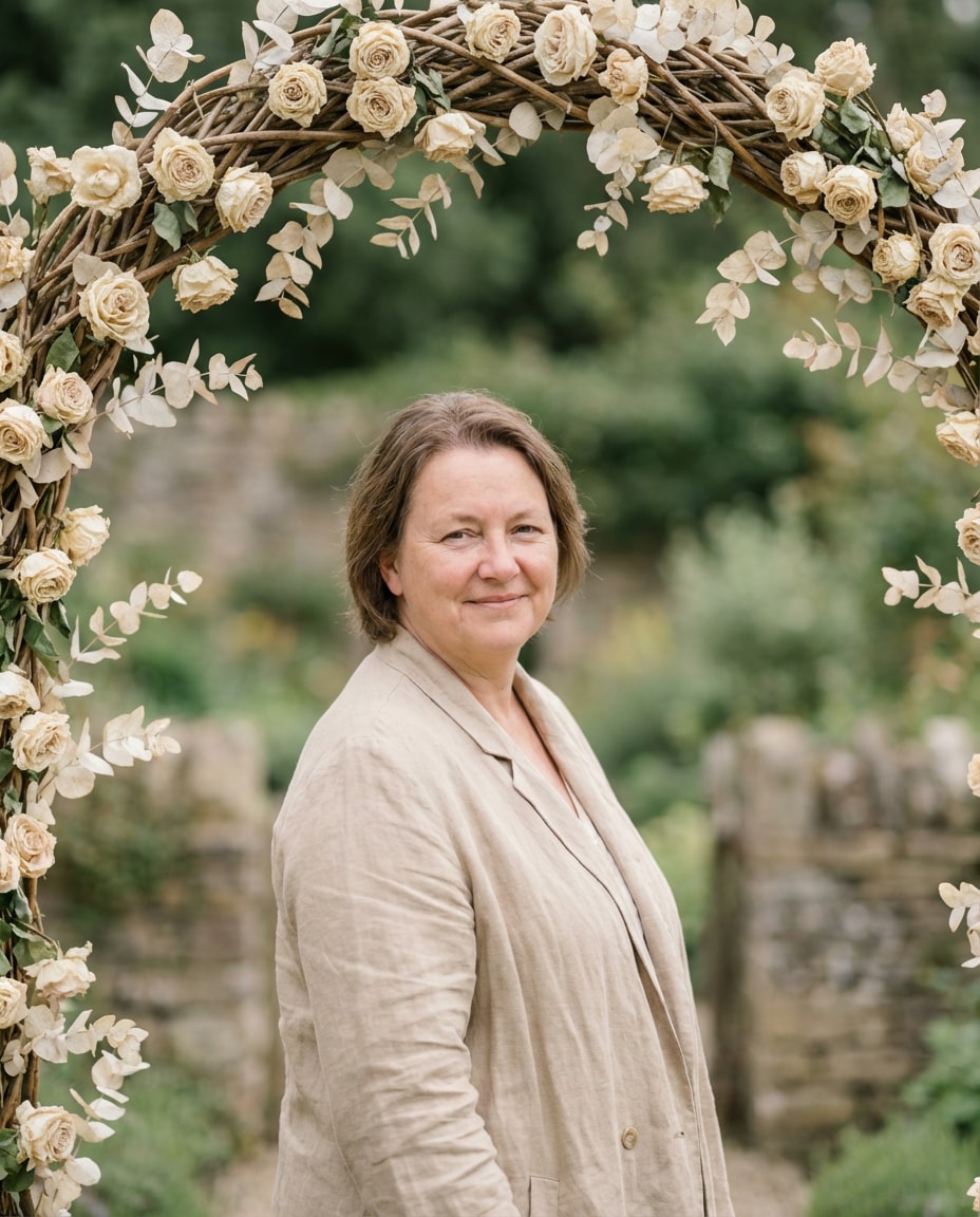 muted floral arch photo