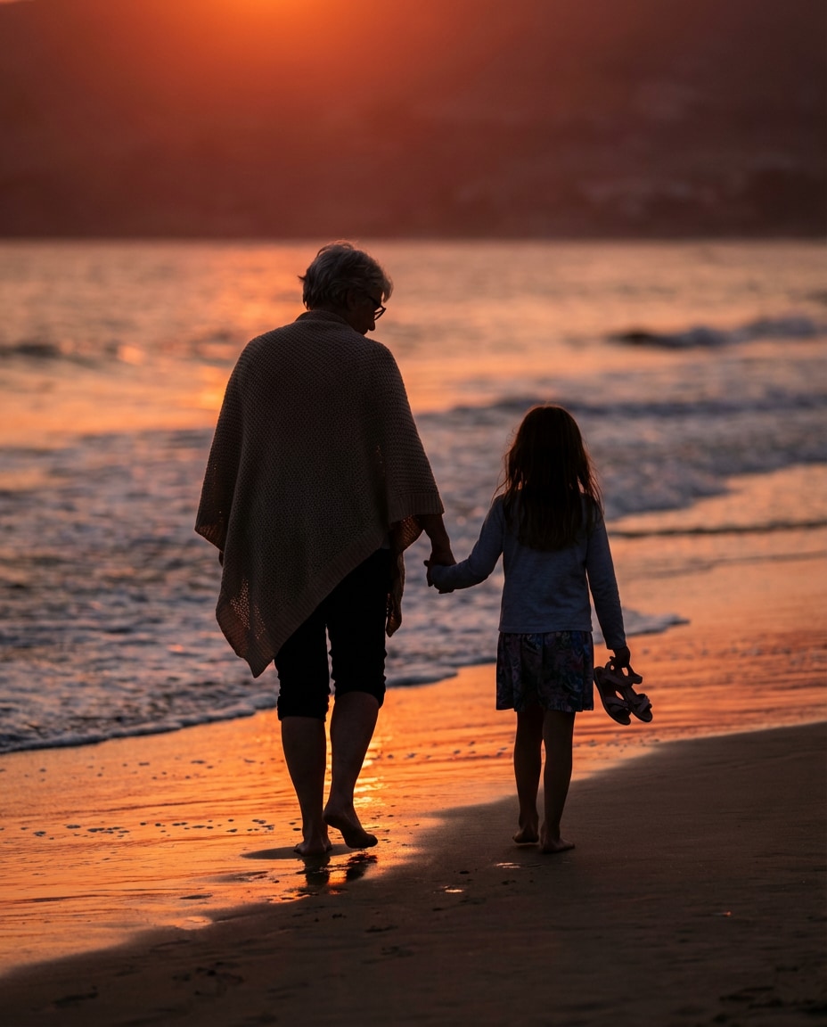 beach walk silhouette photo