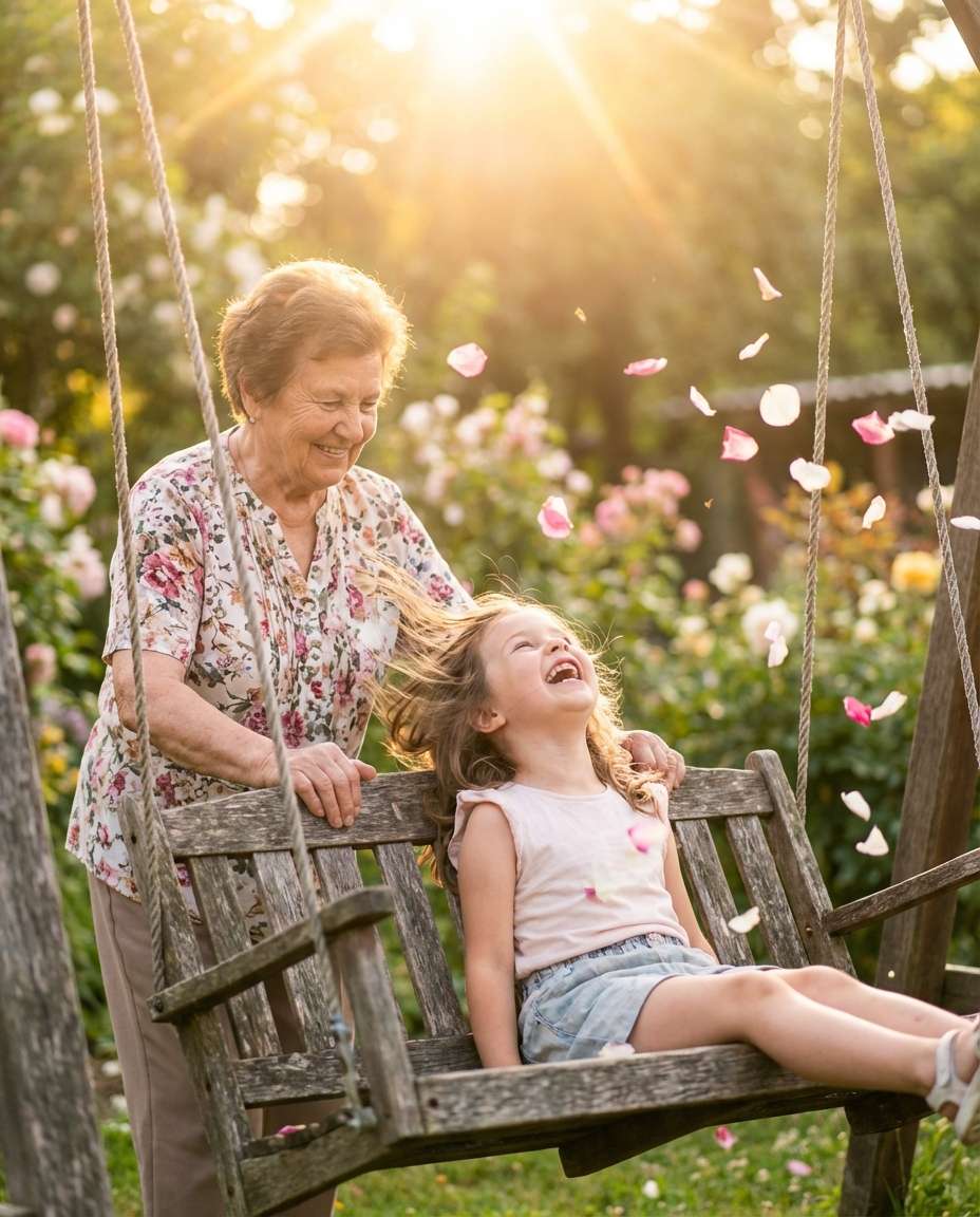 garden swing moment photo