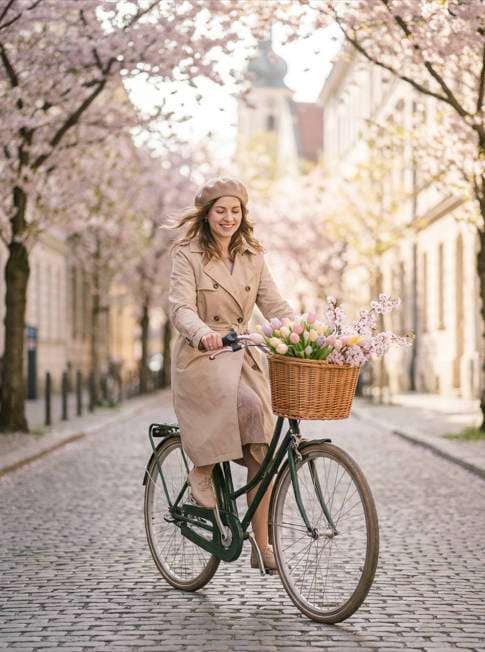 vintage bicycle blossom photo